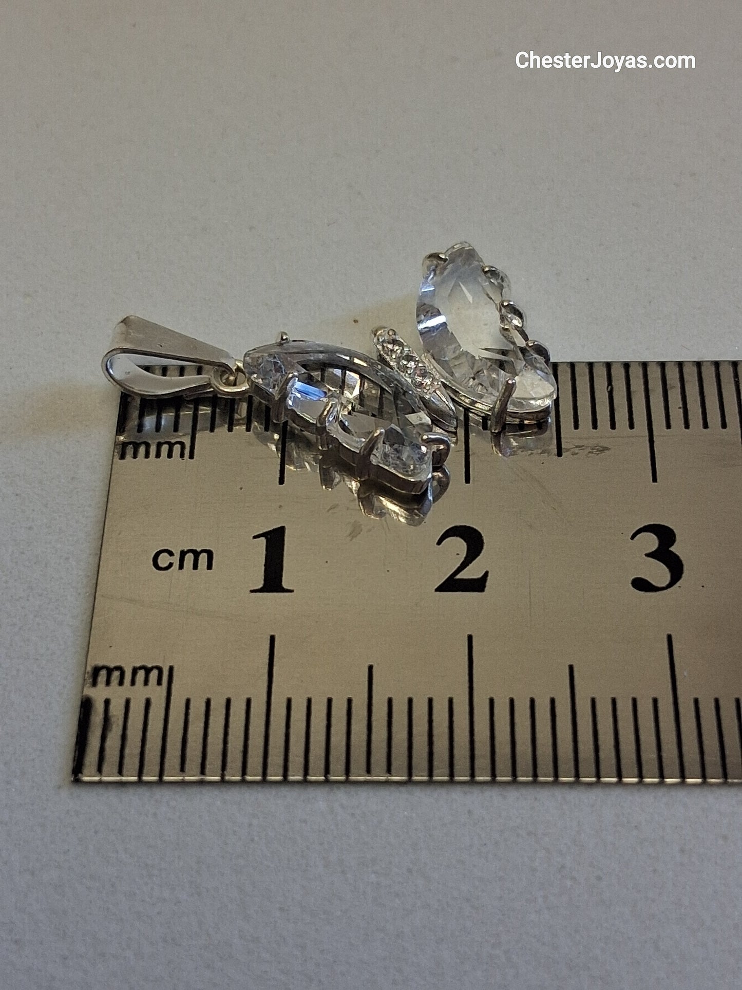 Collar - Mariposa Piedra Blanca engazada - (Veneciana) - Plata925 - Dama.