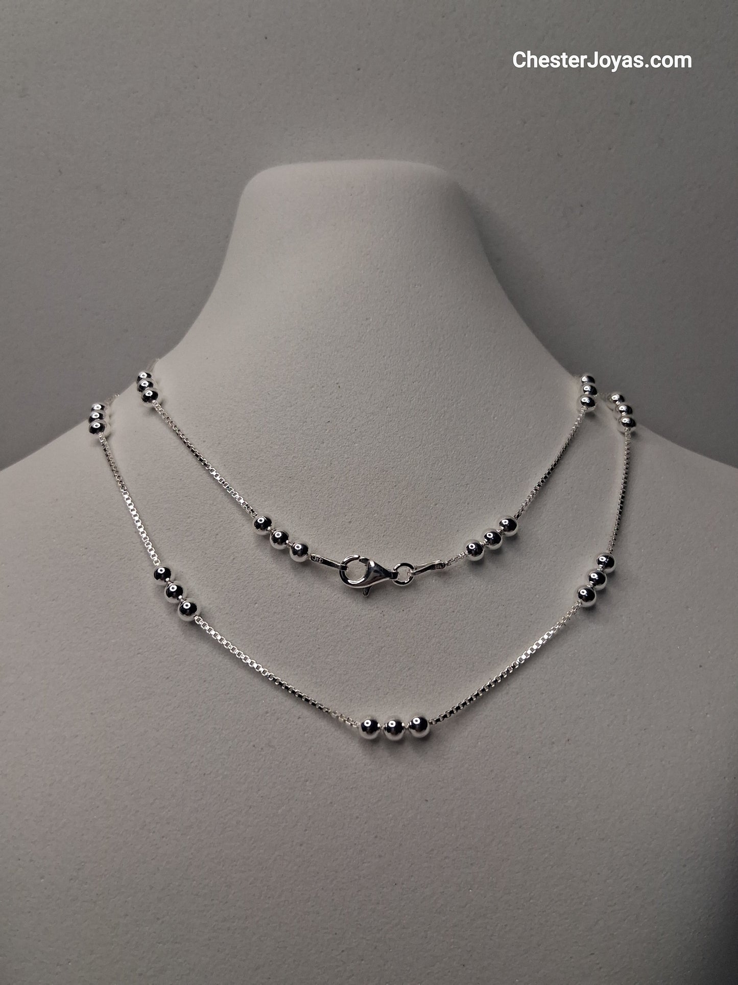 Collar - Cadena 3 Bolitas 45 cm - Plata925 - Dama.