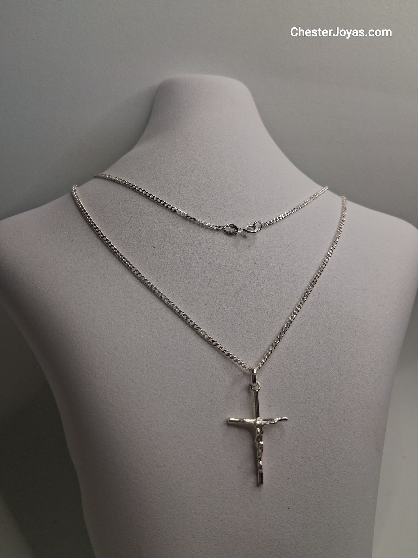 Collar - Cadena Diamantada x 60 cms - Cruz - Plata925 - Caballero.