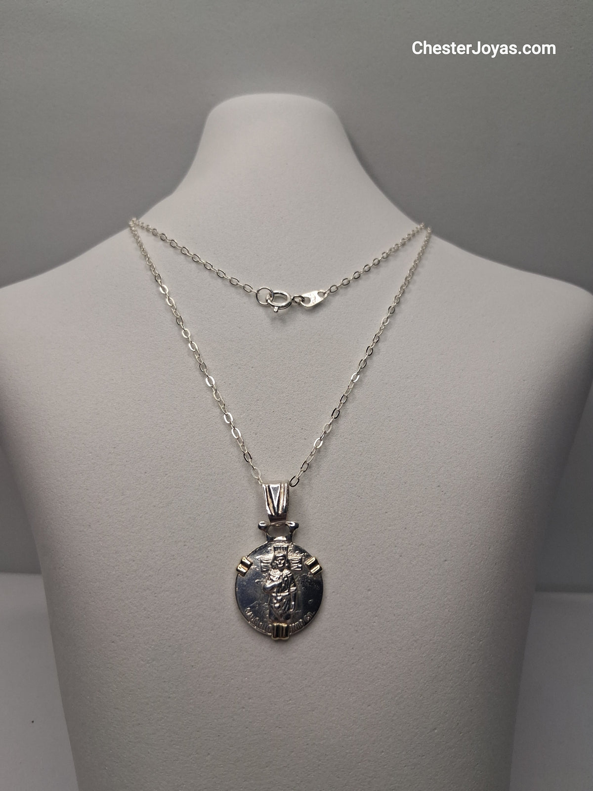 Collar Cadena Mini Forcet x 50 cm Plata 925 con Dije Gauchito Gil Plata y Oro - Unisex