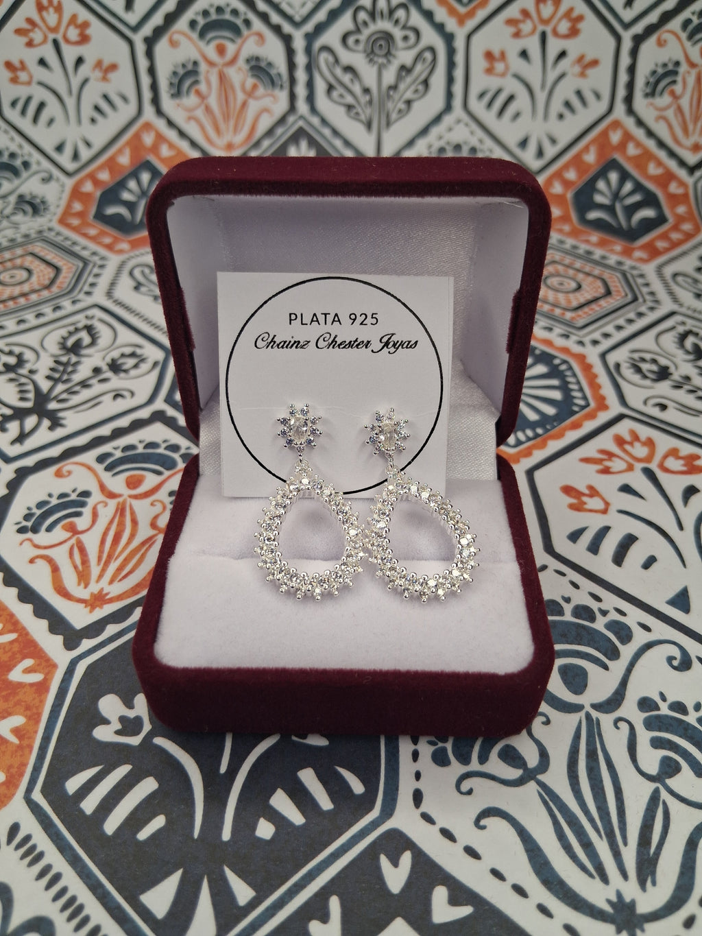 Aros - Pendientes con Piedras Blancas - Plata925.