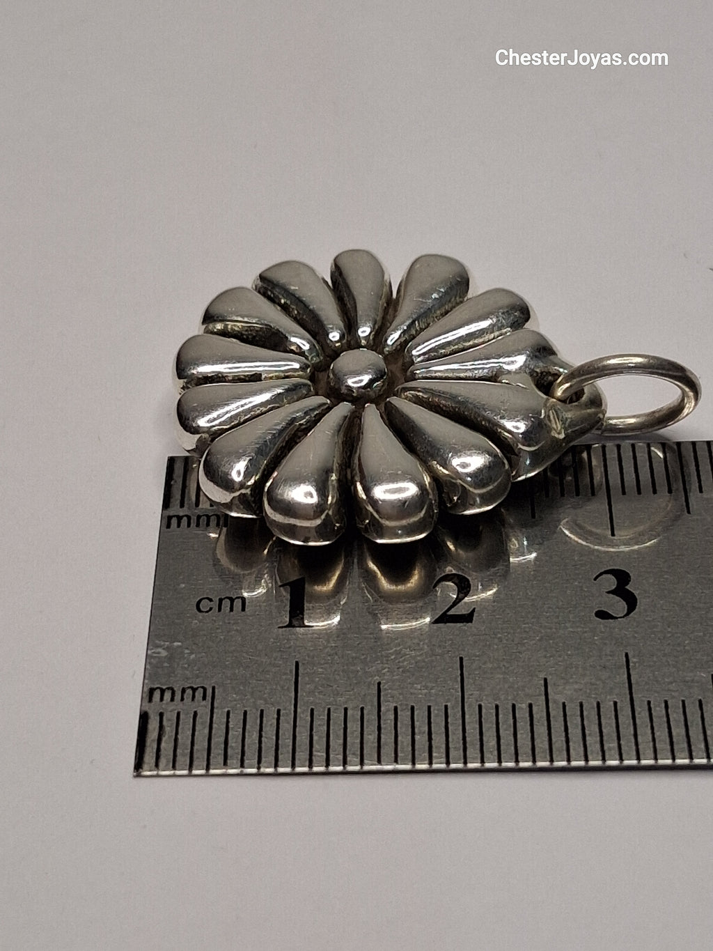 Collar - Cadena con Bolitas x 50 cm - Flor (Plata Inflada) - Plata925.