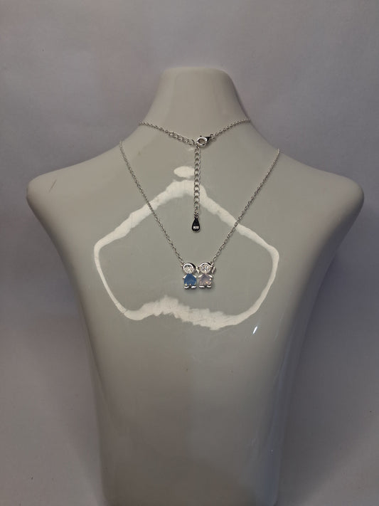 Collar (Regulable) - Colgante Parejita de Nenes (Nene-Nena) - Dama - Plata925.