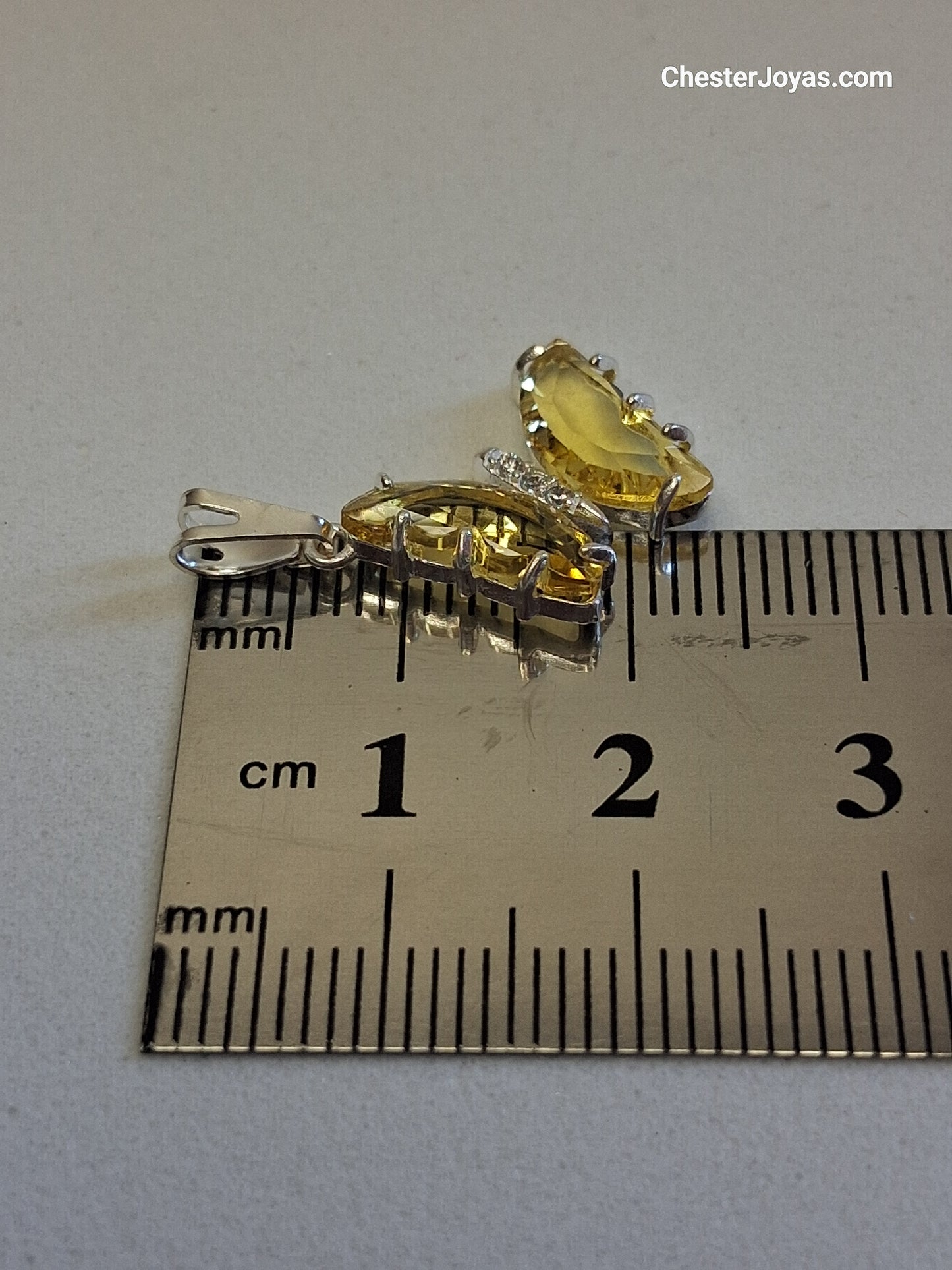 Collar - Mariposa Piedra Amarilla engazada x 45 cm - Plata925 - Dama.