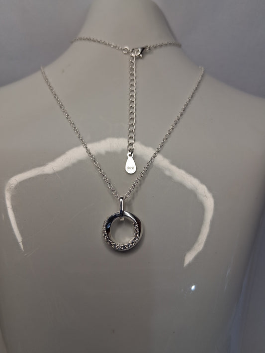 Collar - Colgante Circulo Blanco (Regulable) - Plata925 - Dama.