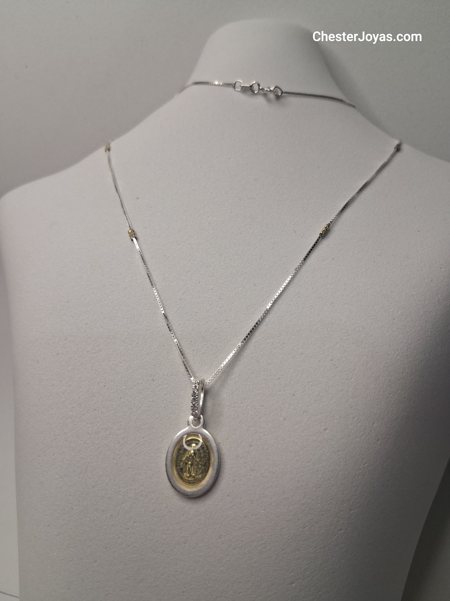 Collar - Medalla Milagrosa - Plata y Oro - x 45 cms.