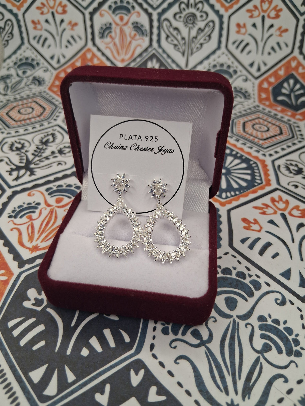 Aros - Pendientes con Piedras Blancas - Plata925.