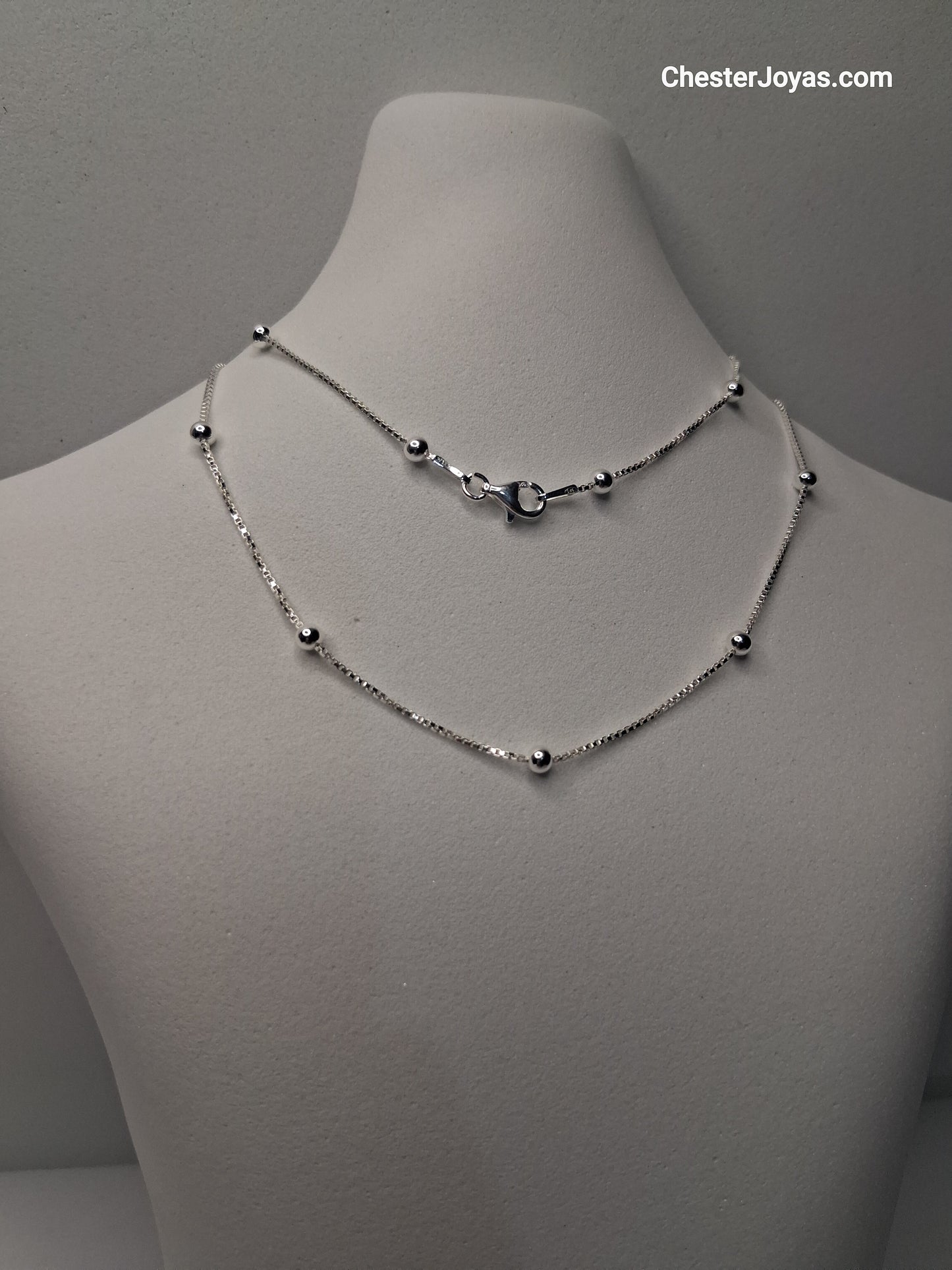 Collar - Cadena Veneciana con Bolas x 45 cm - Plata925.