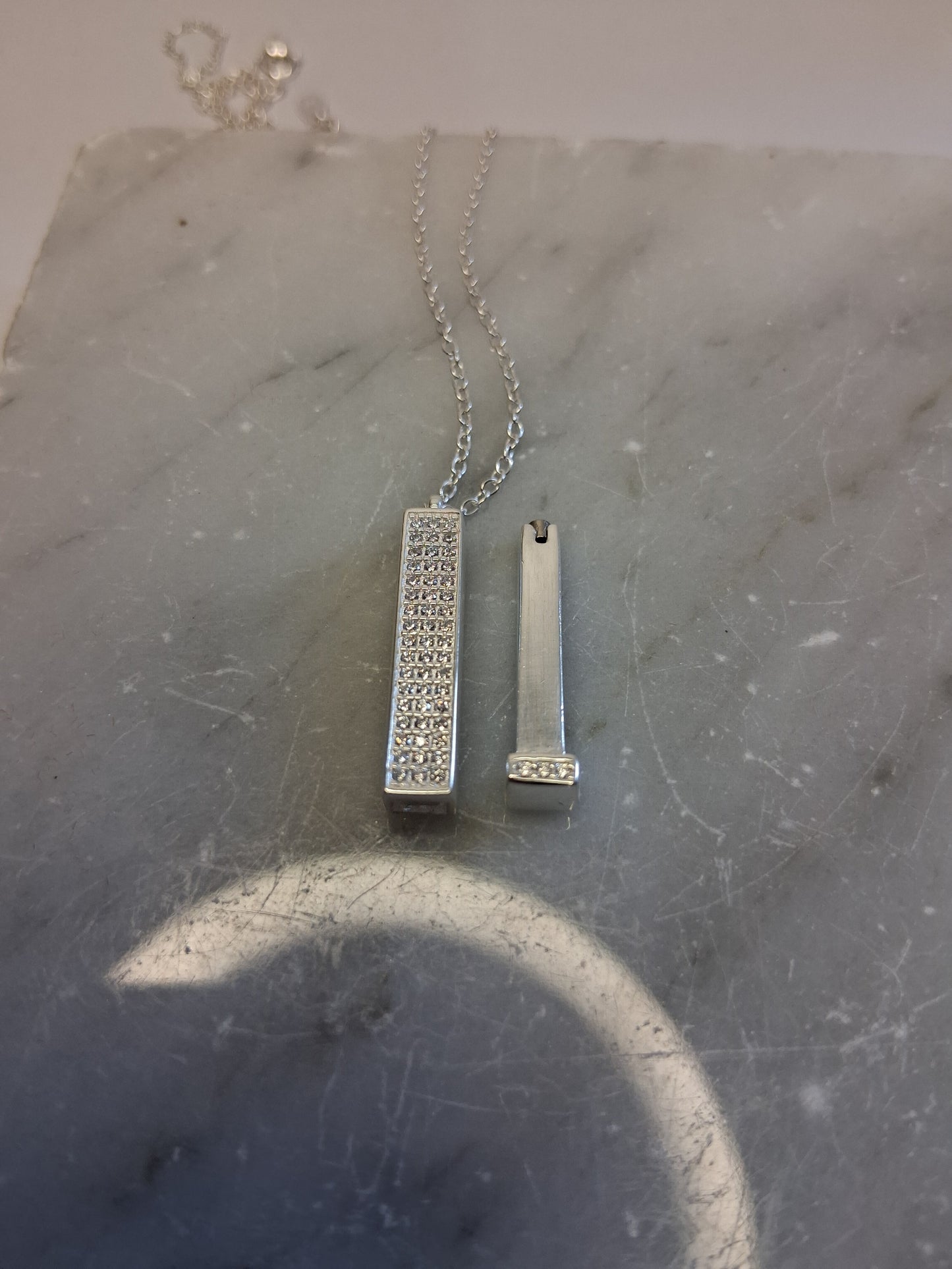 Collar - Colgante retráctil Tipo Cajon Dos Piesas (Regulable) - Plata925 - Dama.