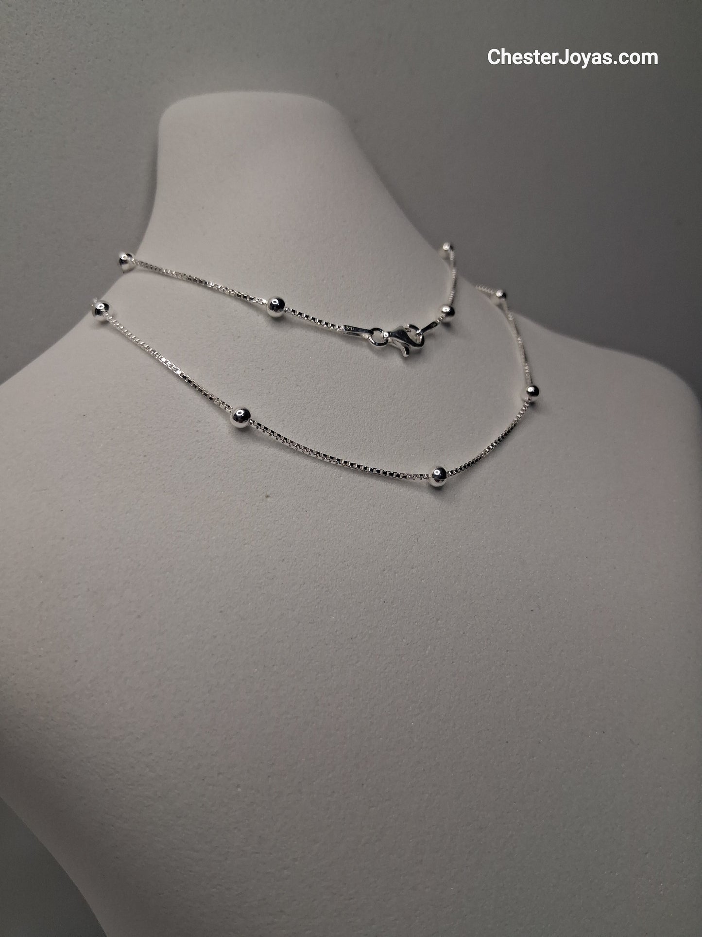 Collar - Cadena Veneciana con Bolas x 40 cm - Plata925.