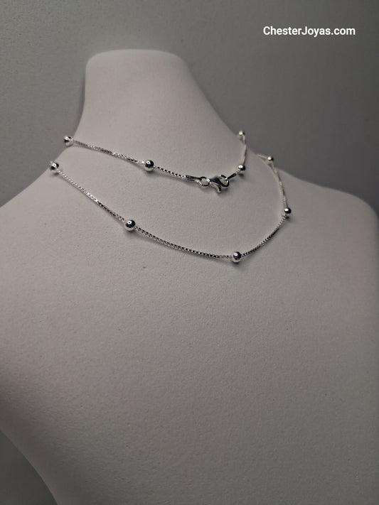 Collar - Cadena Veneciana con Bolas x 40 cm - Plata925.