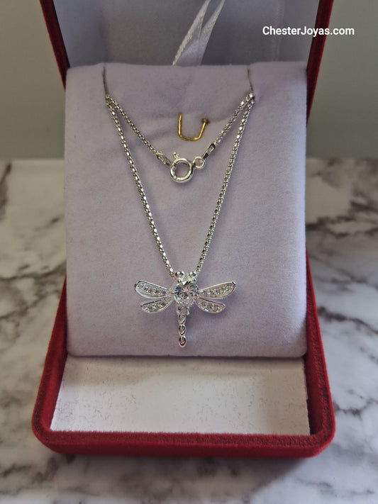 Collar - Cadena Coreana x 45 cms - DIJE LIBÉLULA Plata925 - Dama.