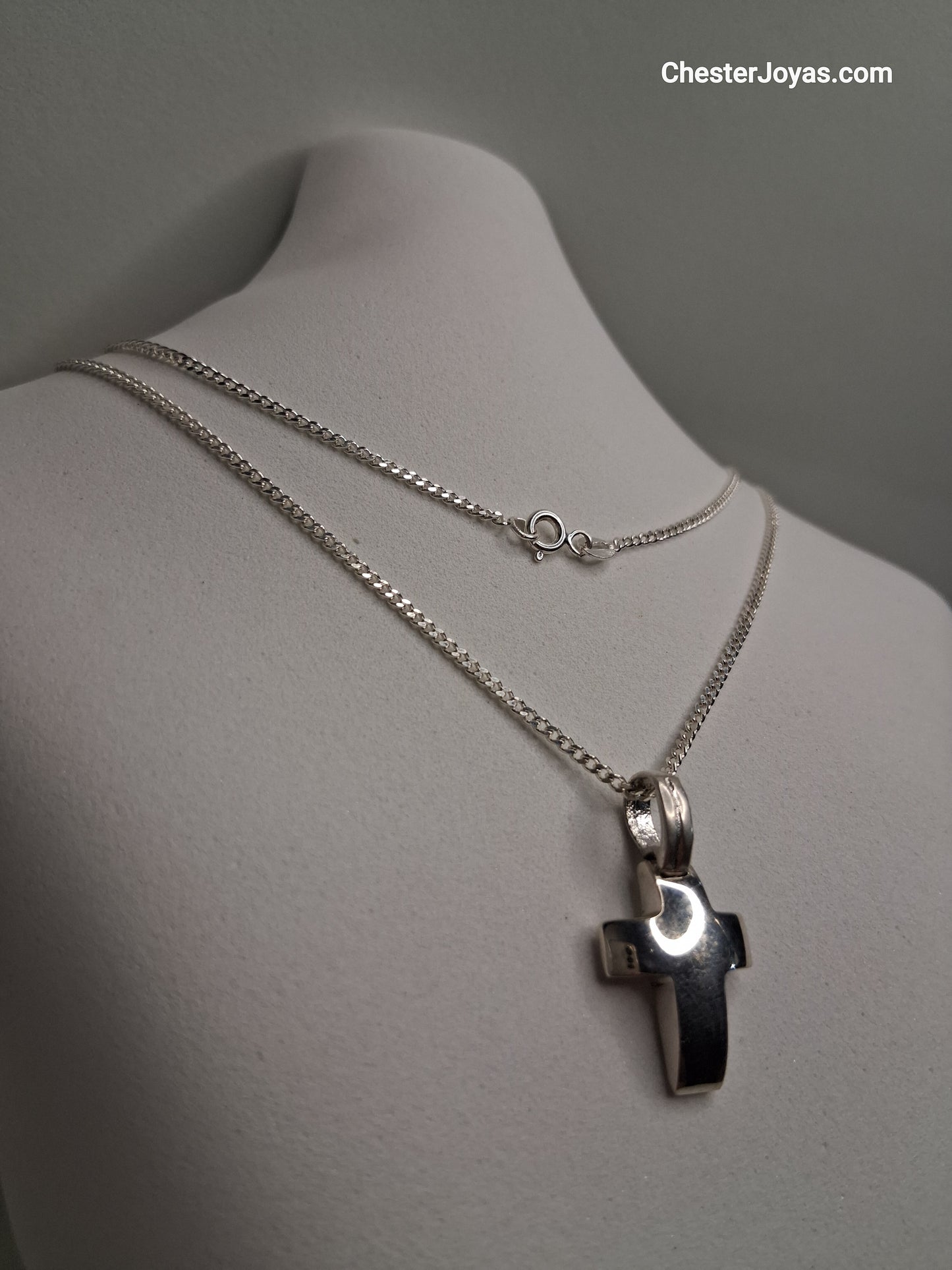 Collar - Cadena Diamantada x 60 cms - Cruz Bombe - Plata925 - Unisex.