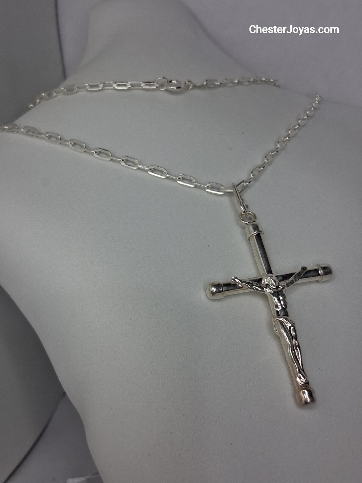 Collar - Forcet F-80 x 70 cms - Cruz grande - Plata925 - Caballero.