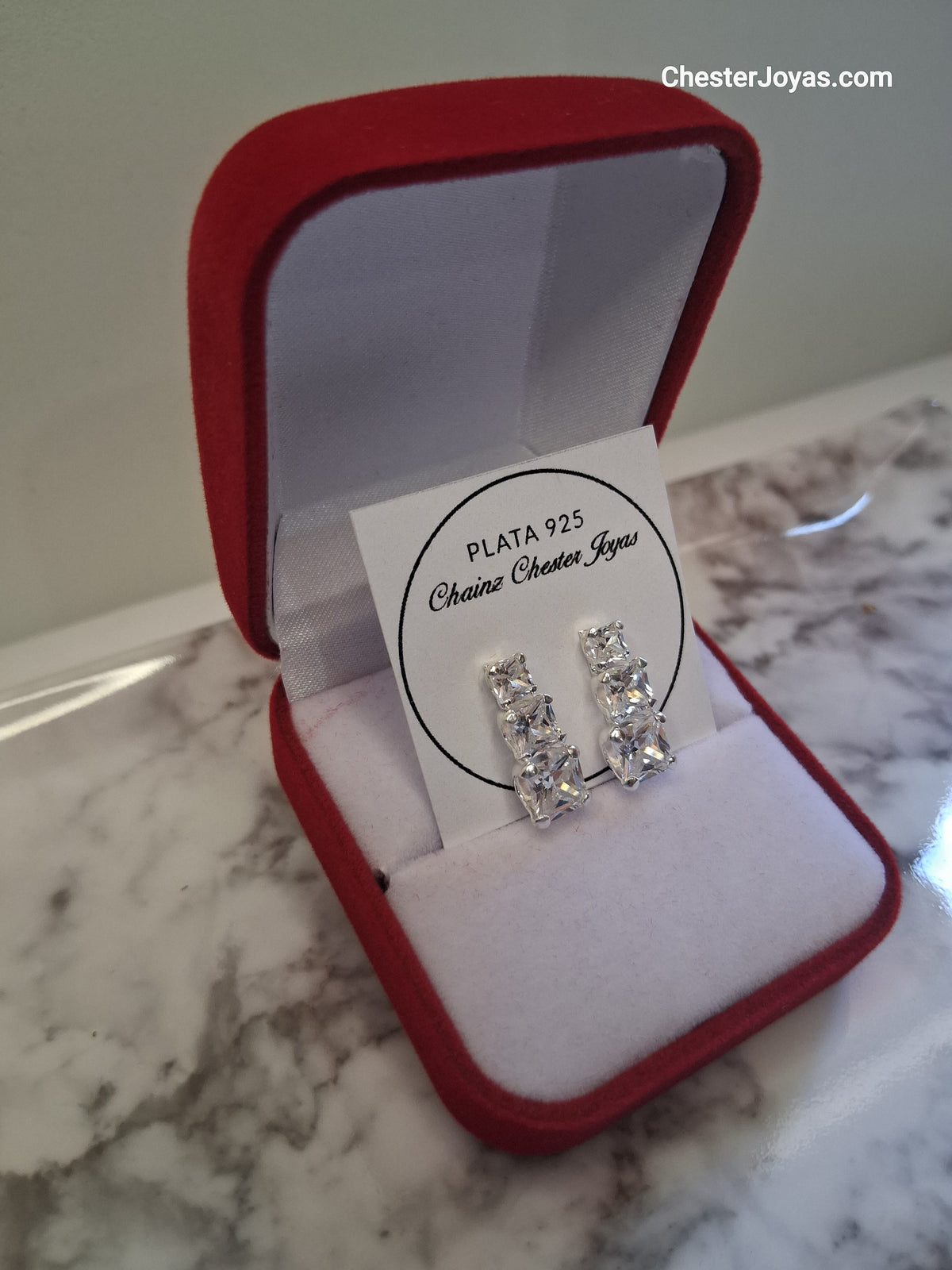 Aros - Pasantes NAYA con Piedras Blancas - Plata925.
