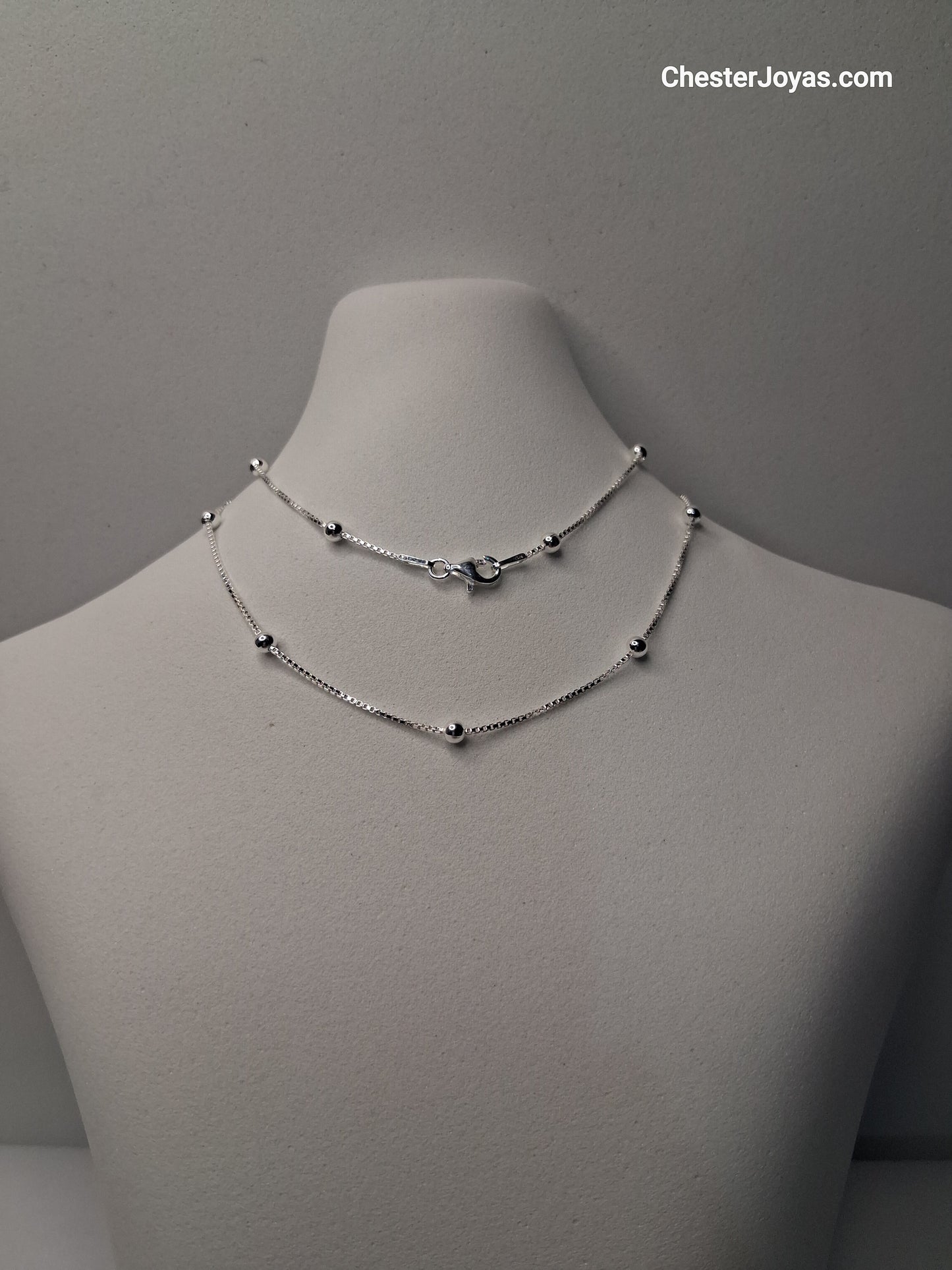 Collar - Cadena Veneciana con Bolas x 40 cm - Plata925.