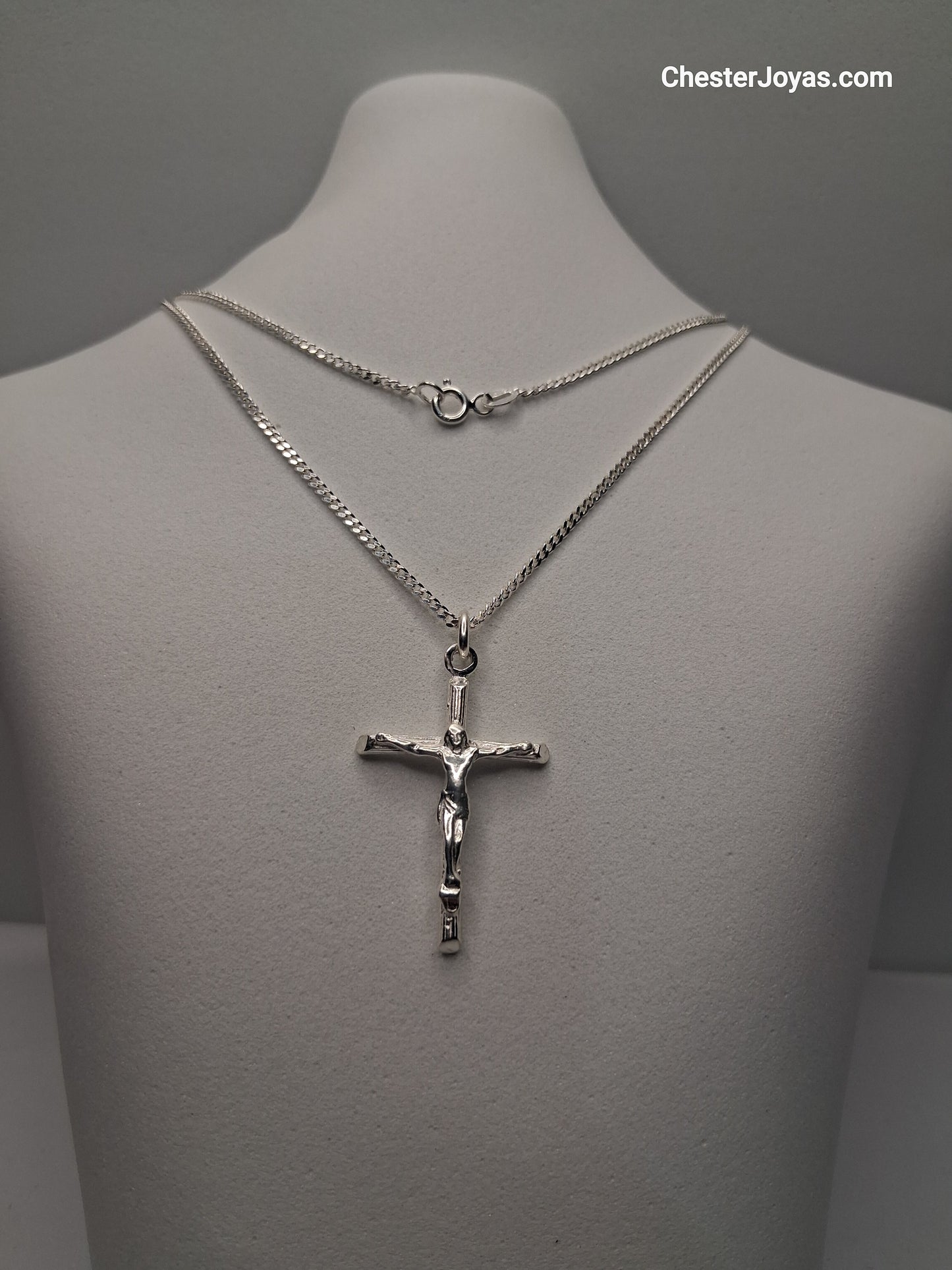 Collar - Cadena Diamantada x 60 cms - Cruz - Plata925 - Caballero.