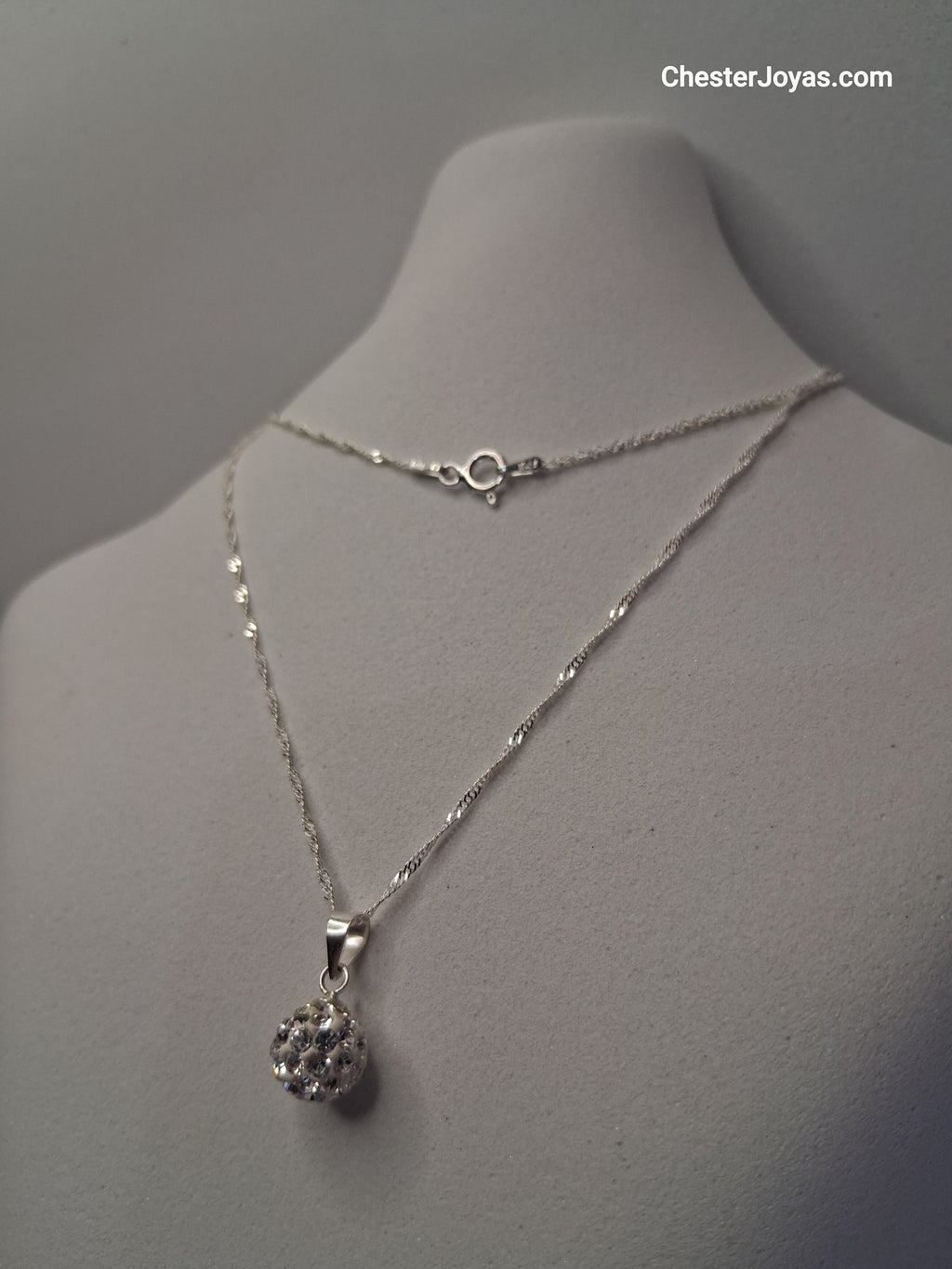 Collar Cadena a Elección Dije Bolita de Fuego con Piedras Plata 925 - Dama