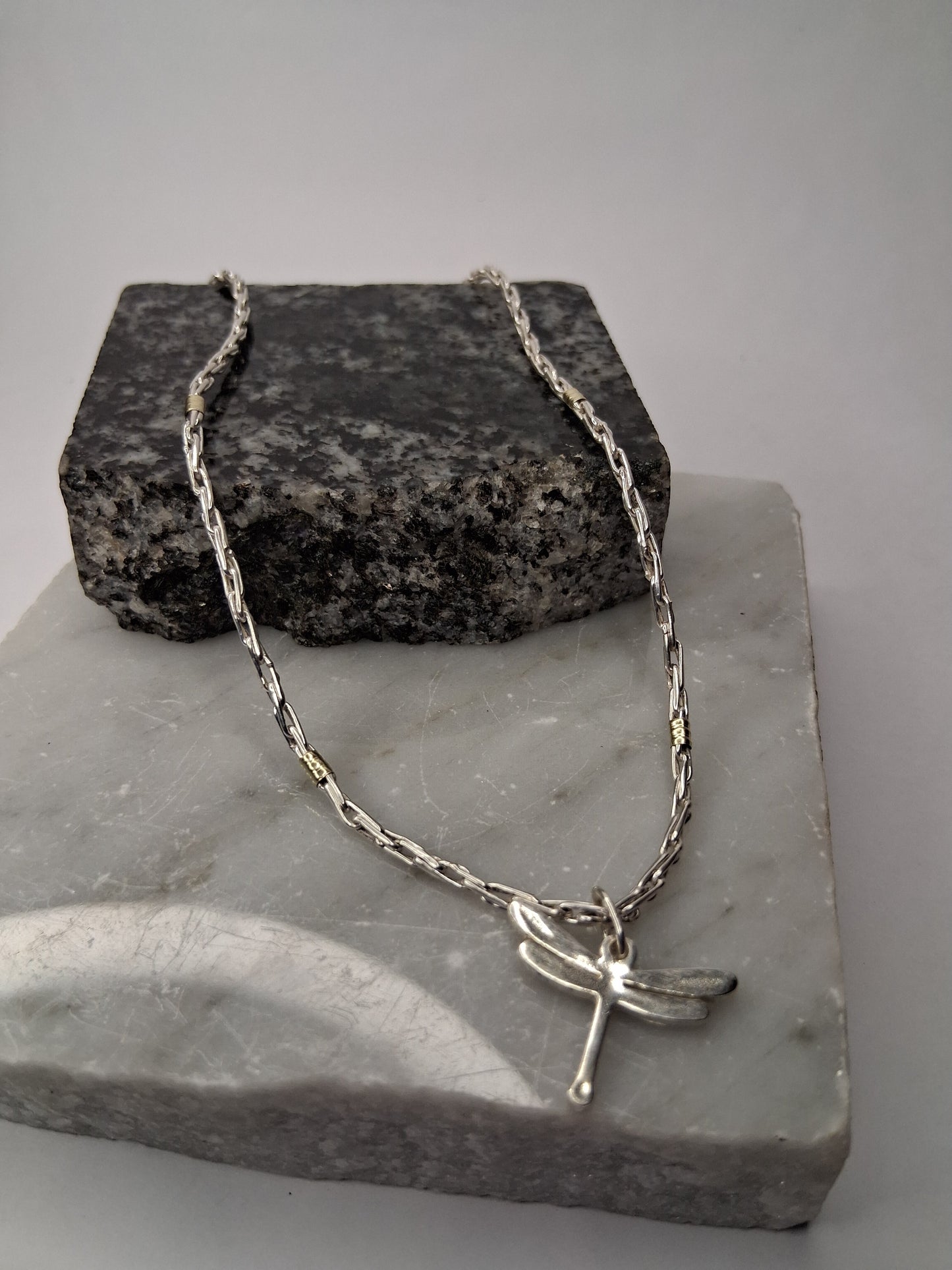 Collar - Plata y Oro - x 50 cms - dije Libélula Plata925 - Dama.