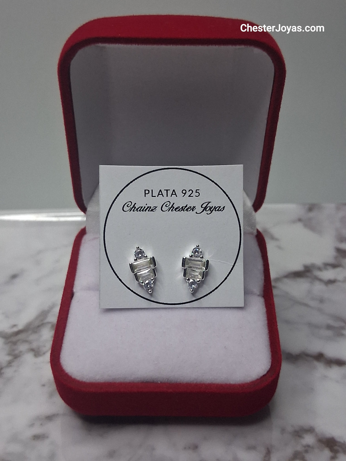 Aros - Pasantes AIMARA con Piedras Blancas - Plata925.