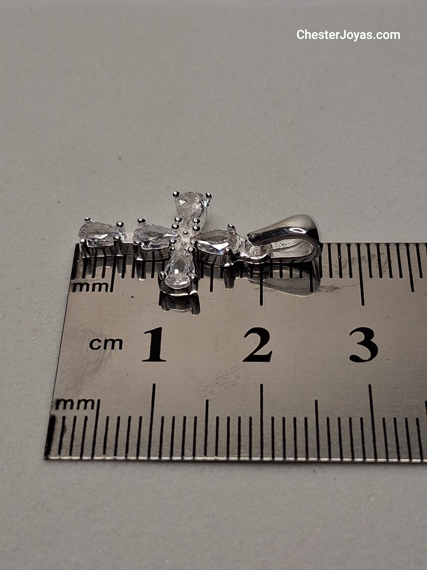 Collar - Cadena Coreana x 50 cm Cruz con Piedras blancas - Plata925.