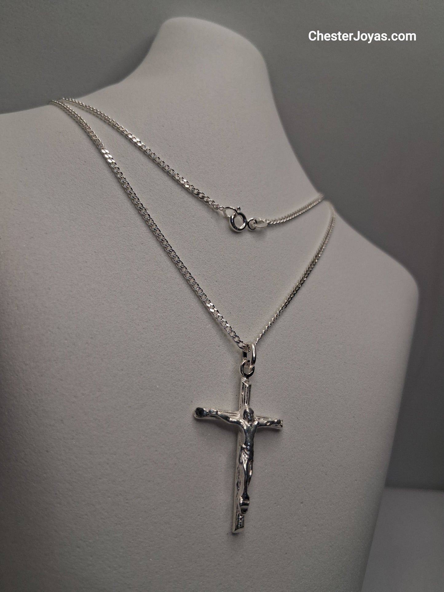 Collar - Cadena Diamantada x 60 cms - Cruz - Plata925 - Caballero.