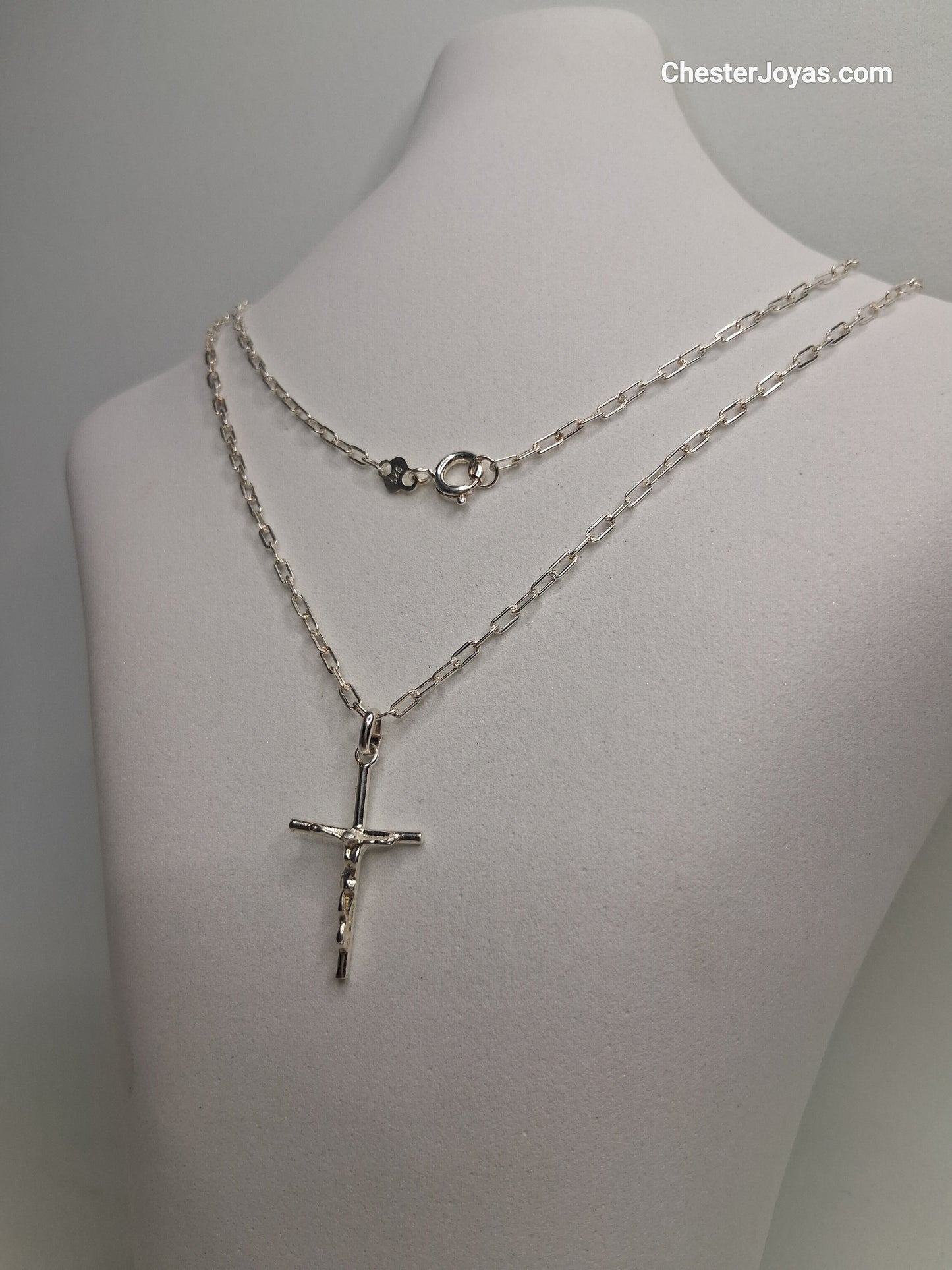 Collar - Forcet Mini x 60 cms - Cruz - Plata925 - Caballero.