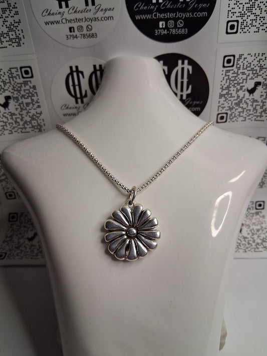 Collar - Cadena Coreana x 45 cm - Dije Flor - Plata925 - Dama.