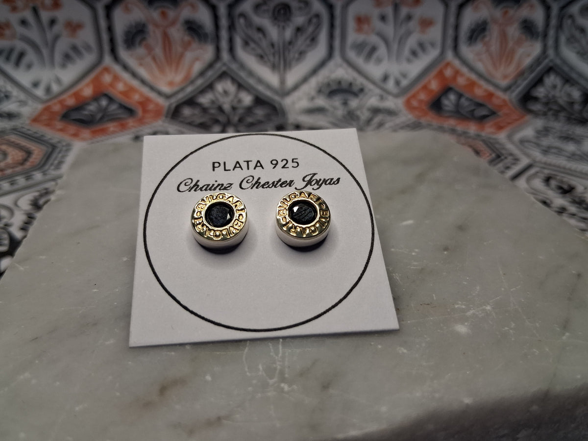Aros - Pasantes Bvlgari - Onix - Plata y Oro.