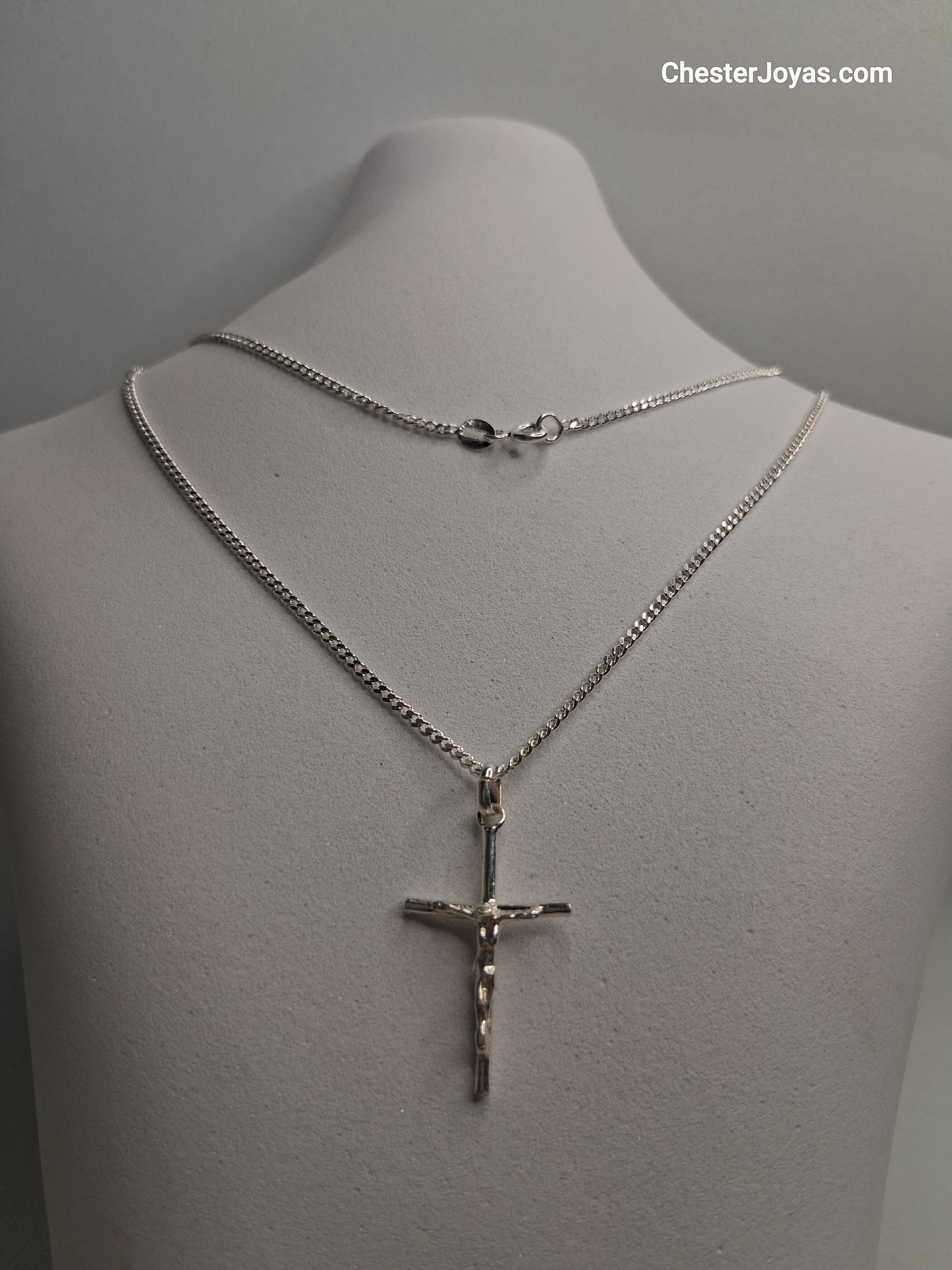 Collar - Cadena Diamantada x 60 cms - Cruz - Plata925 - Caballero.