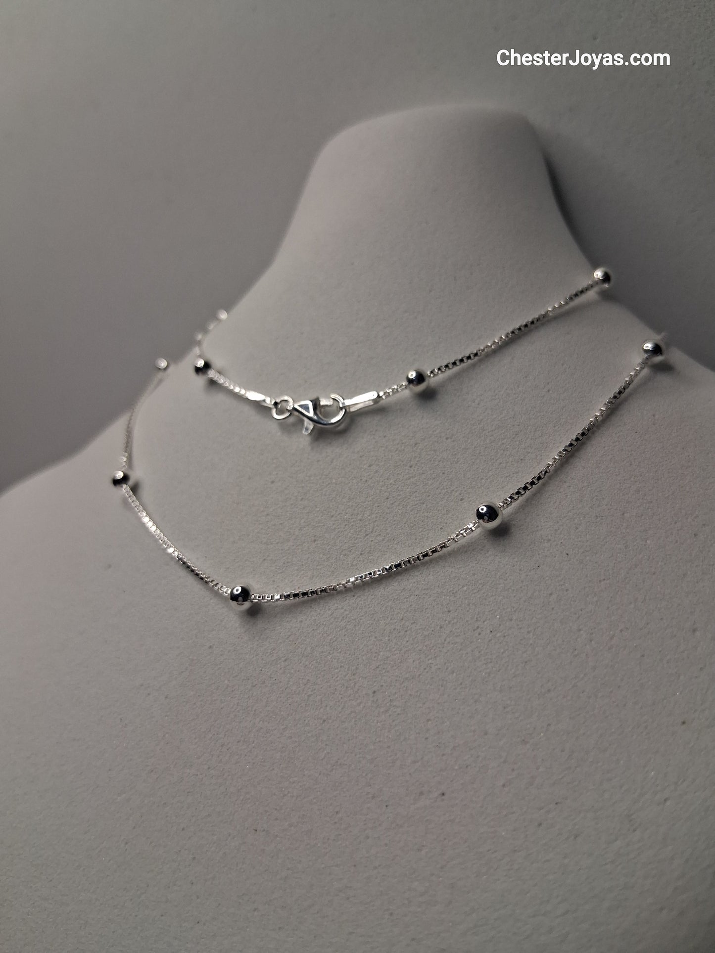 Collar - Cadena Veneciana con Bolas x 40 cm - Plata925.