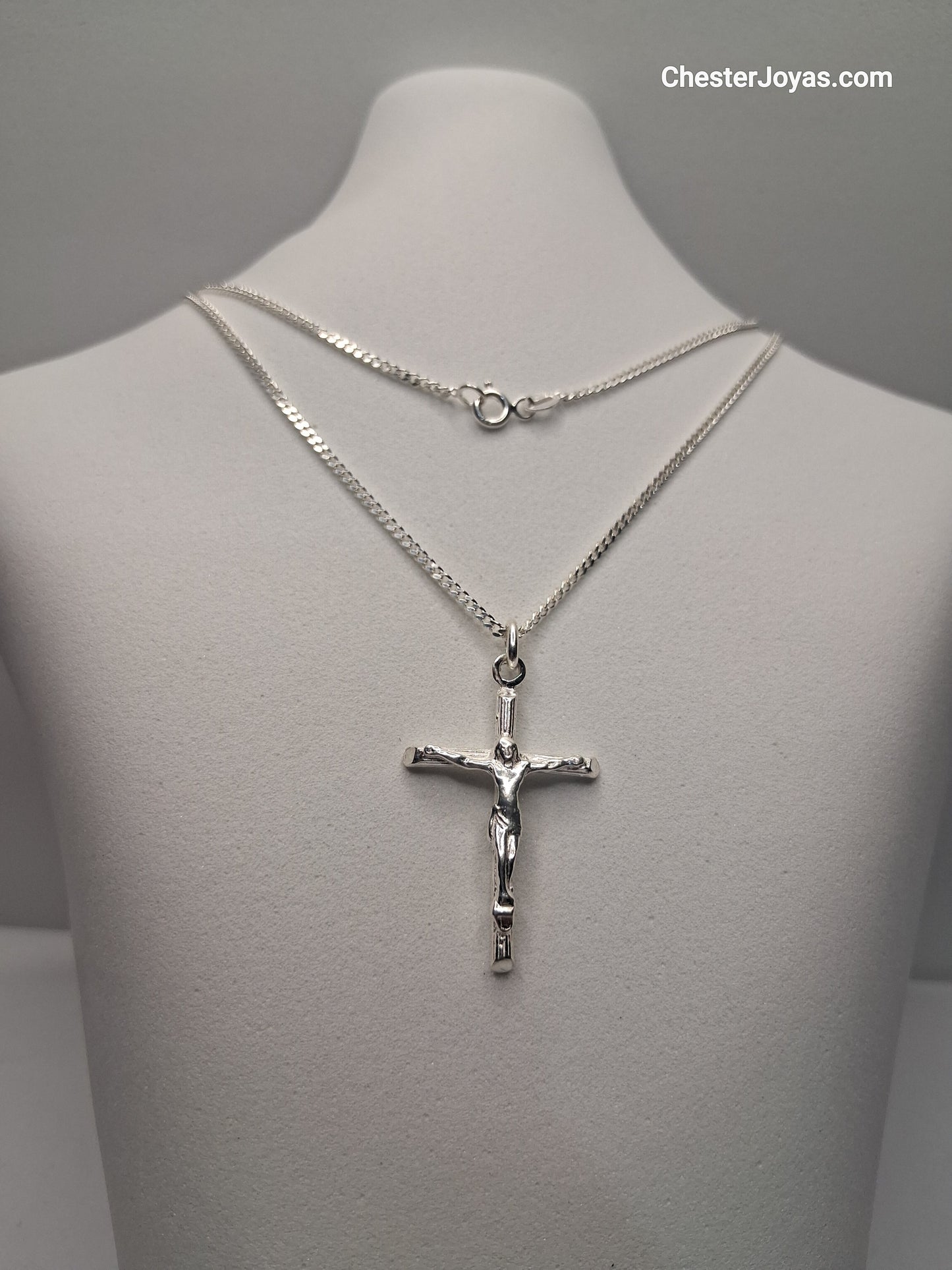 Collar - Cadena Diamantada x 60 cms - Cruz - Plata925 - Caballero.