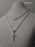 Collar Cadena Coreana x 50 cm con Dije Cruz y Piedras Blancas Plata 925