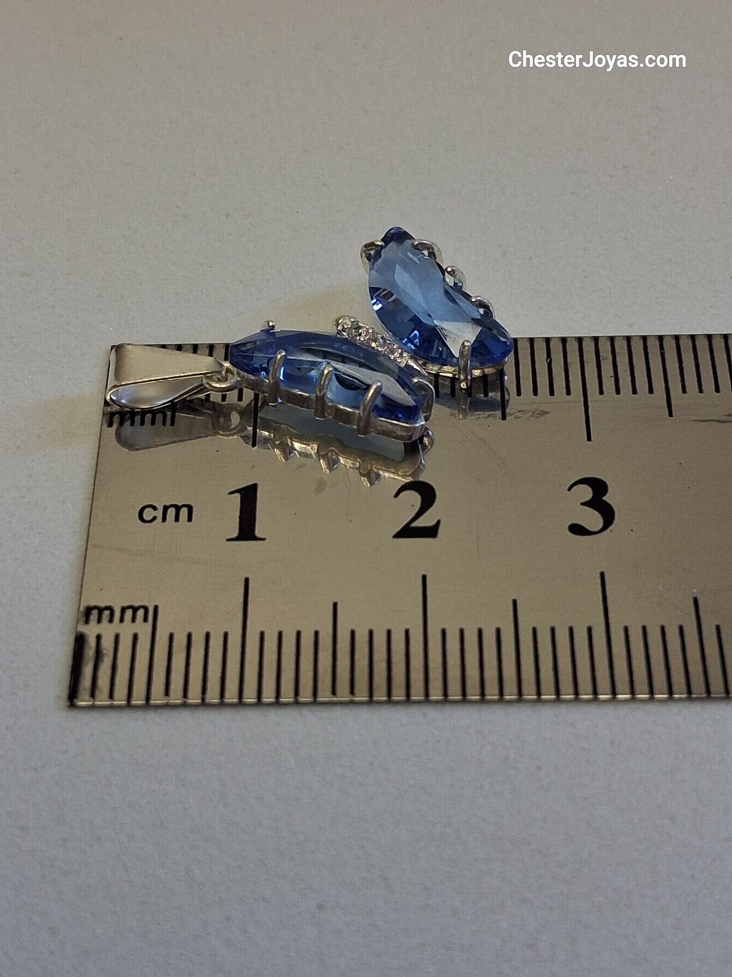 Collar - Mariposa Piedra aazul engazada (Singapur) - Plata925 - Dama.