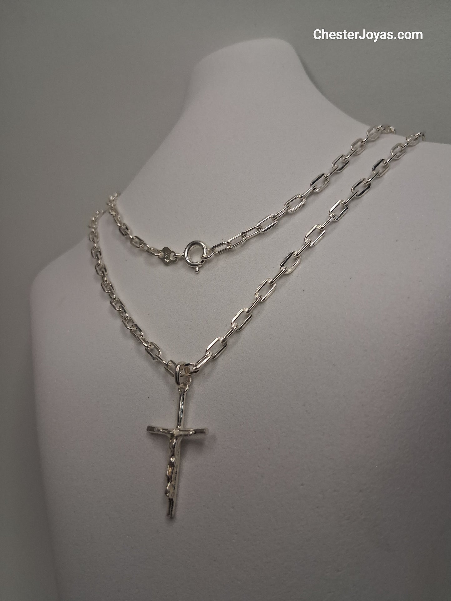 Collar - Forcet F-80 x 65 cms - Cruz - Plata925 - Caballero.