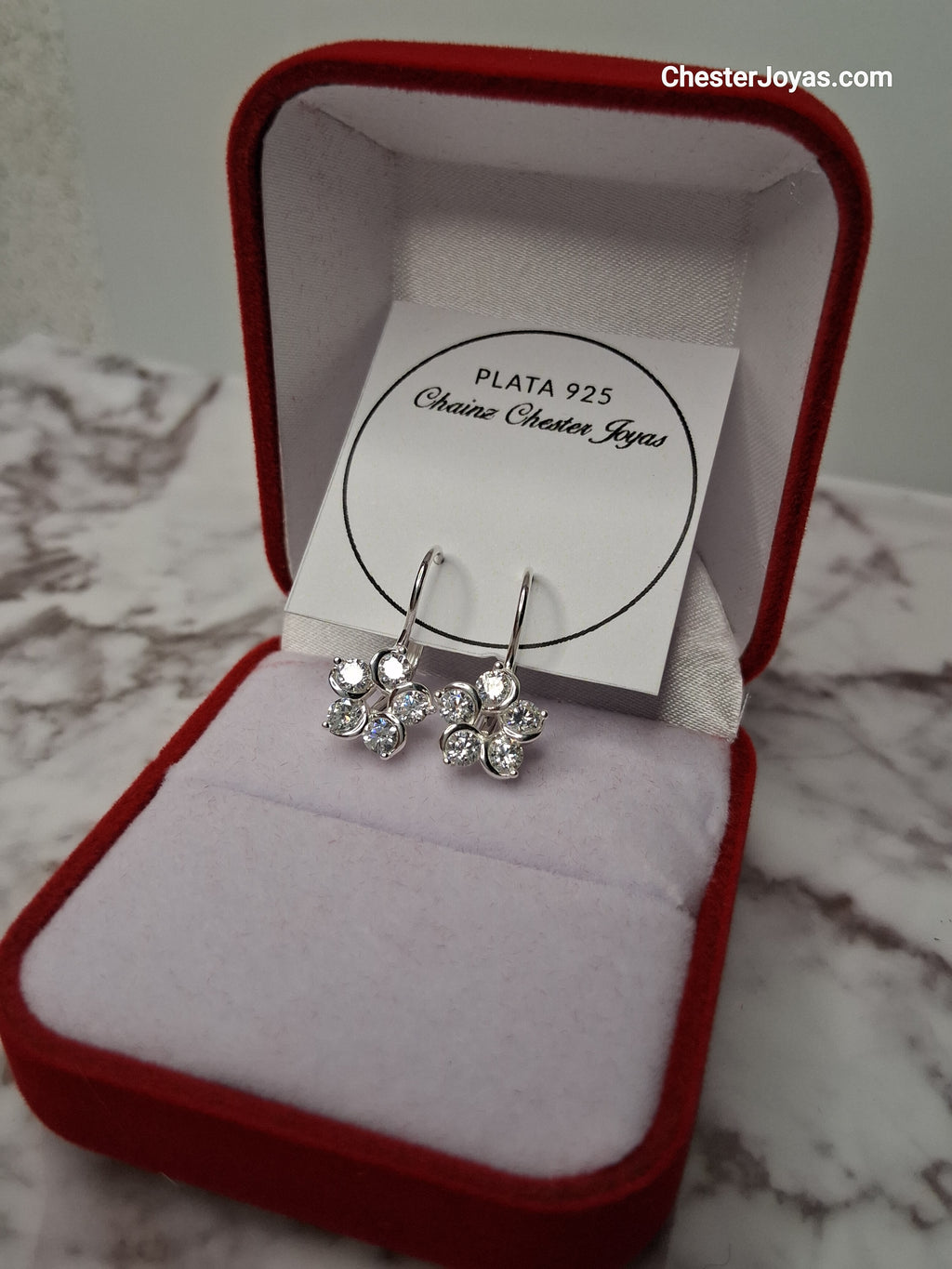 Aros - Brisura Flor Blanco - Plata925 - Dama
