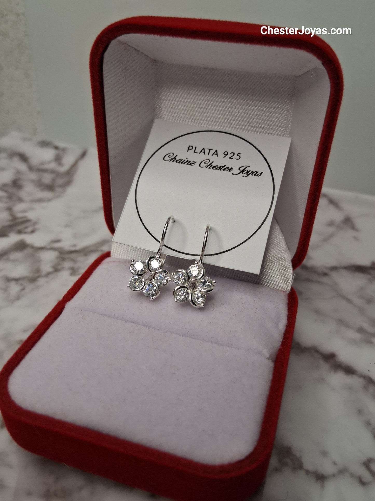 Aros - Brisura Flor Blanco - Plata925 - Dama