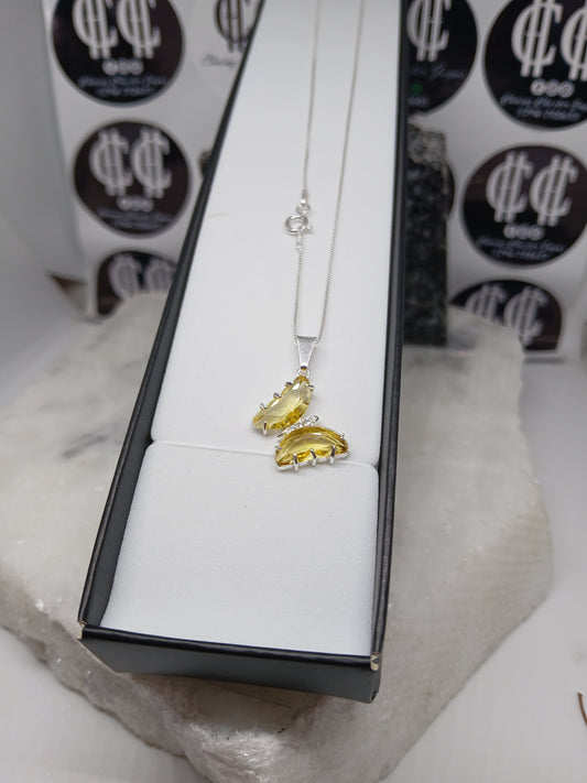 Collar - Mariposa piedra amarilla engazada - Plata925 - Dama.