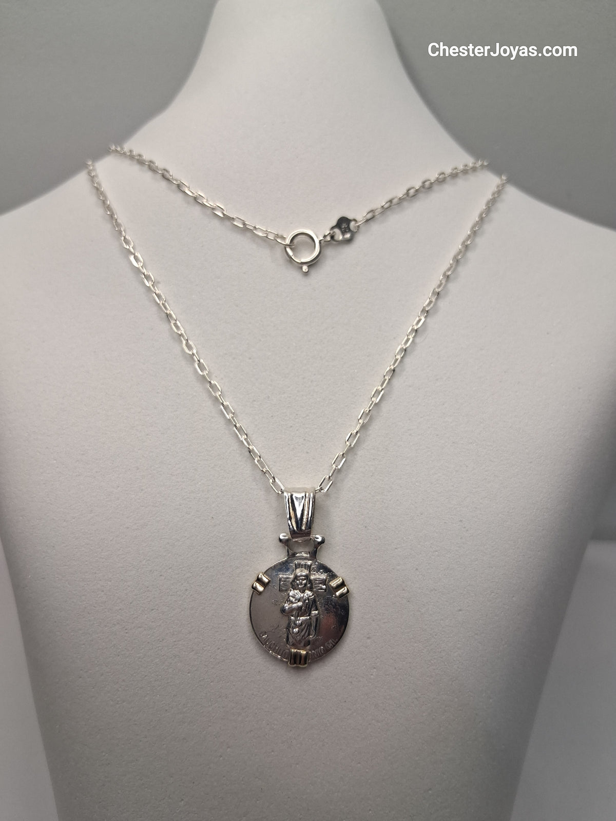 Collar Cadena Mini Forcet x 60 cm Plata 925 con Dije Gauchito Gil Plata y Oro - Caballero