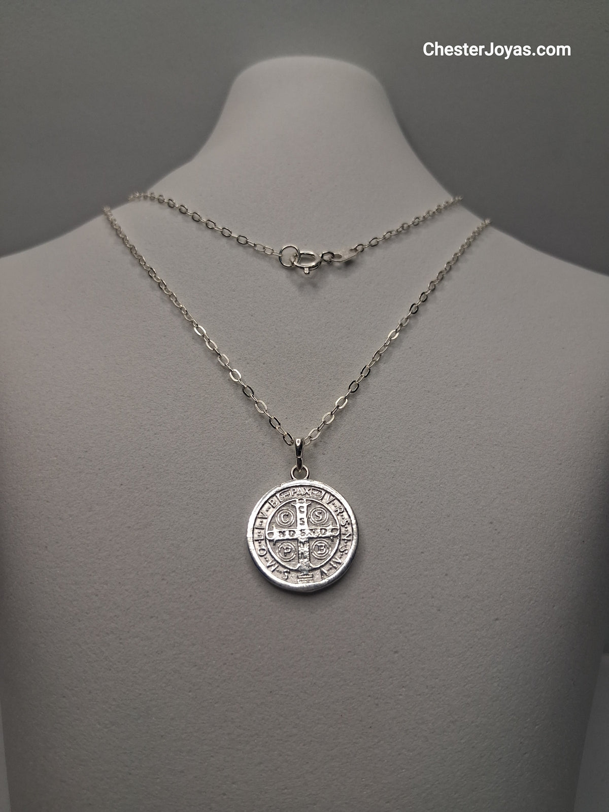 Collar Cadena Mini Forcet x 50 cm Plata 925 con Dije San Benito - Unisex