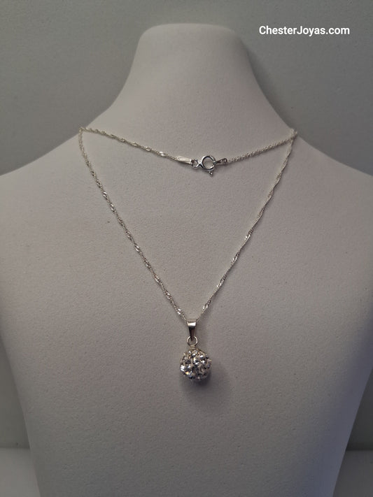 Collar - Bolita ee fuego  cadena (Singapur) - Plata925 - Dama.
