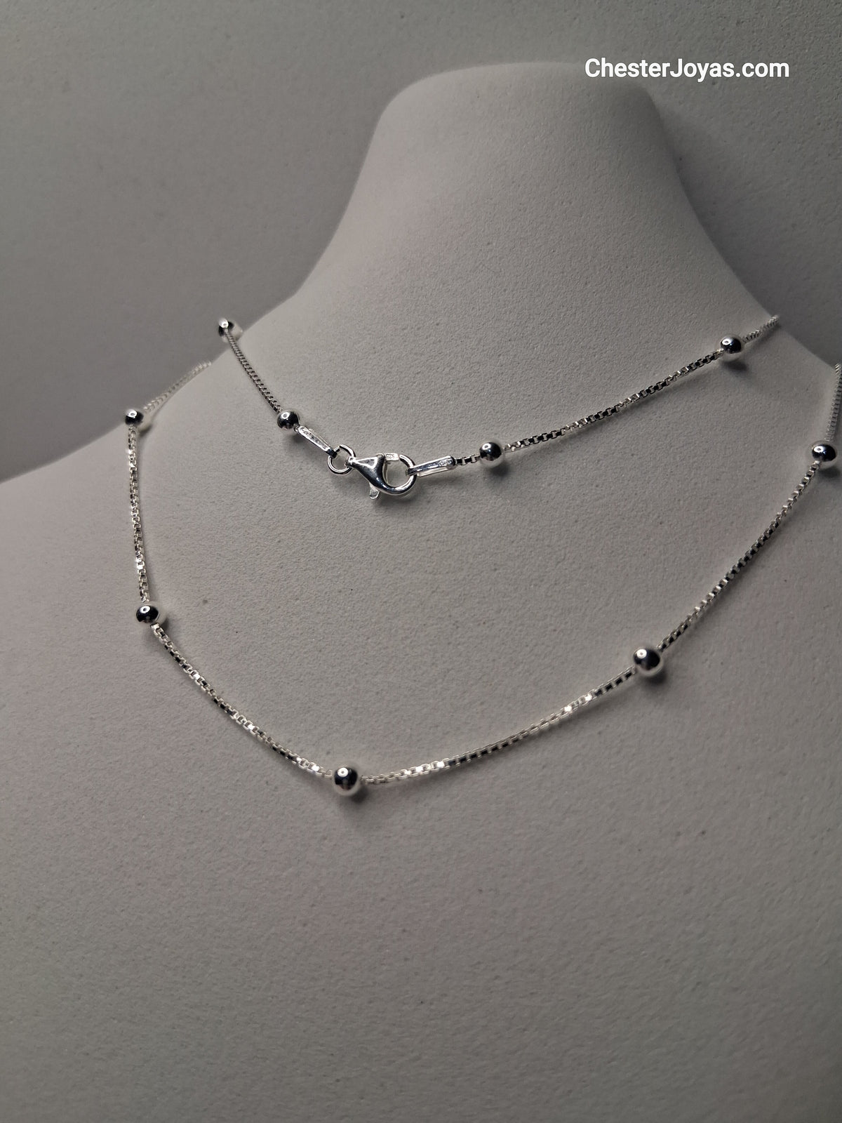 Collar Cadena Veneciana con Bolas x 45 cm Plata 925