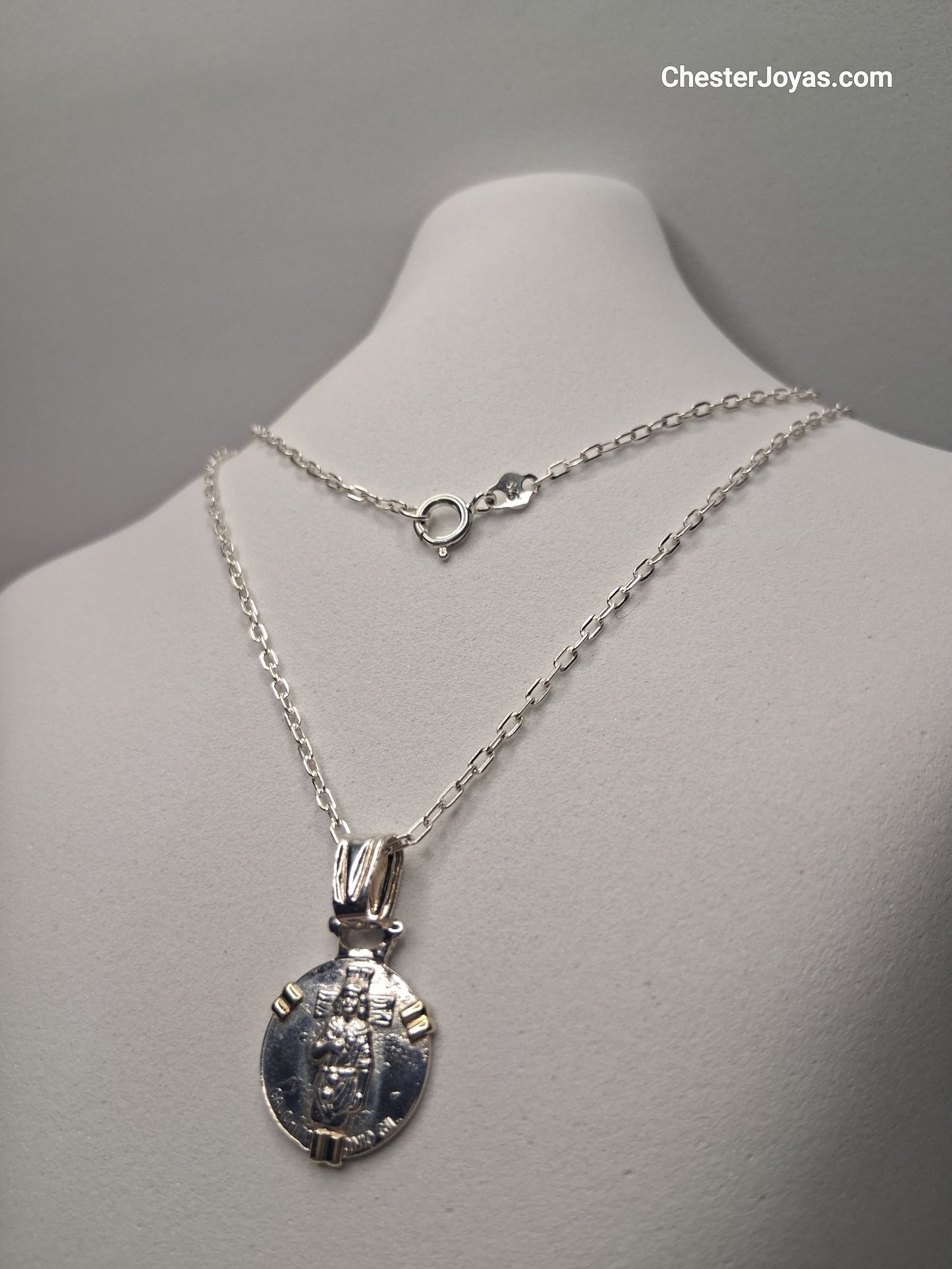 Collar - mini forcet x 60 cms - Plata925 - Dije Gauchito Gil Plata y Oro - Caballero.