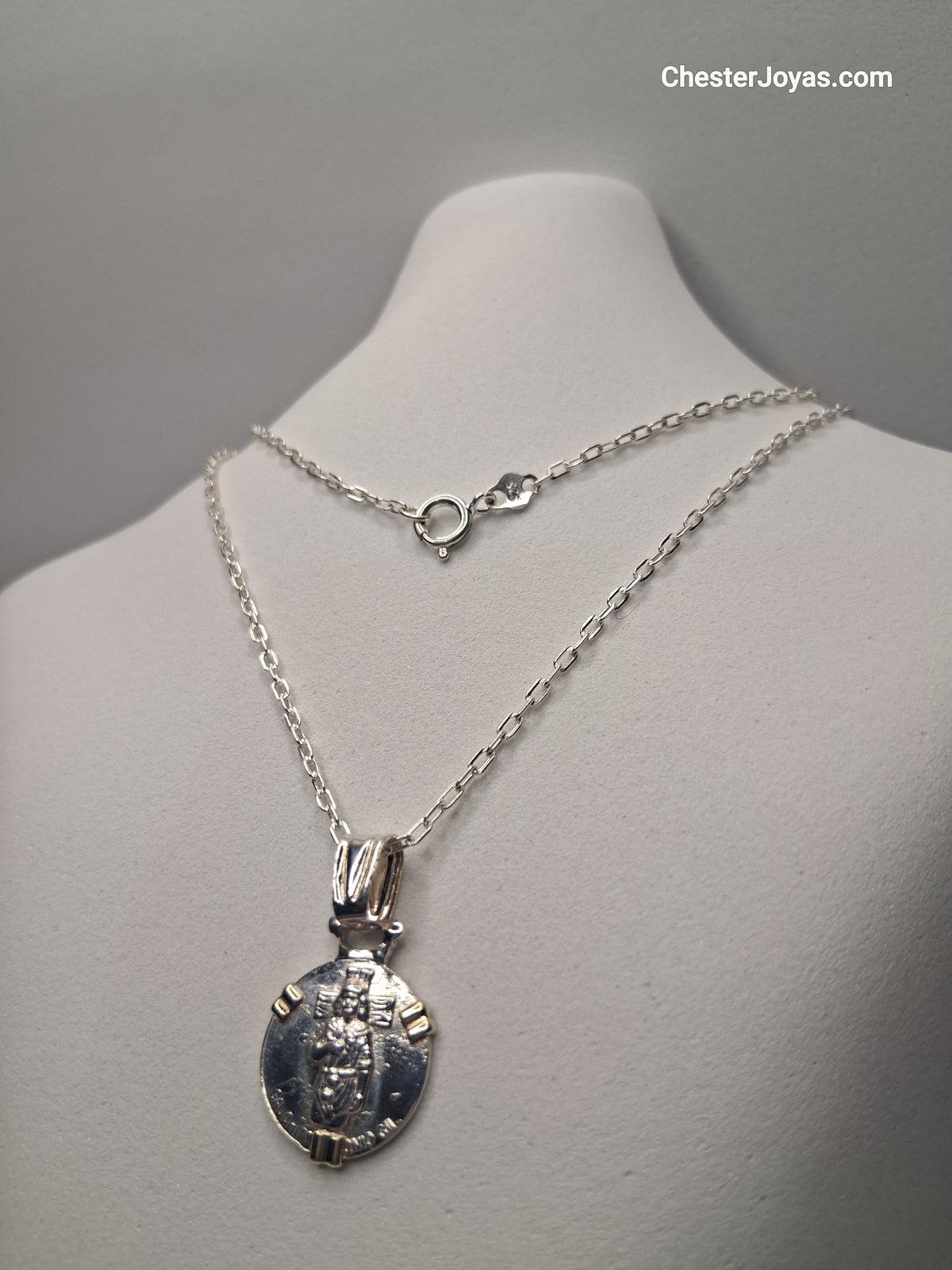 Collar Cadena Mini Forcet x 60 cm Plata 925 con Dije Gauchito Gil Plata y Oro - Caballero