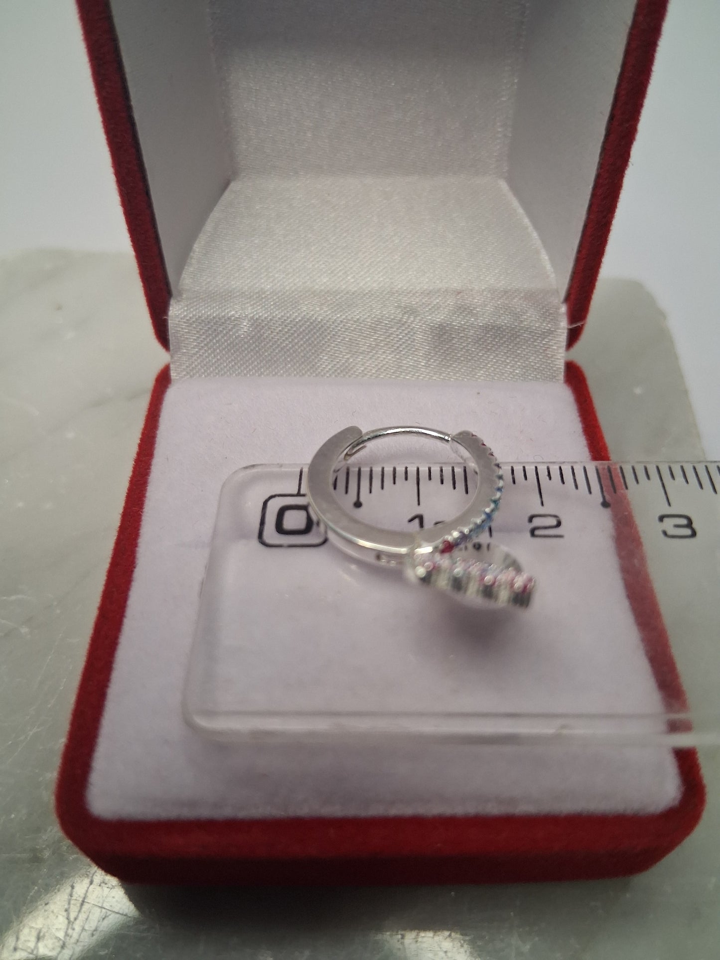 Aros - Argollas c/ Dije corazon de colores - Plata 925