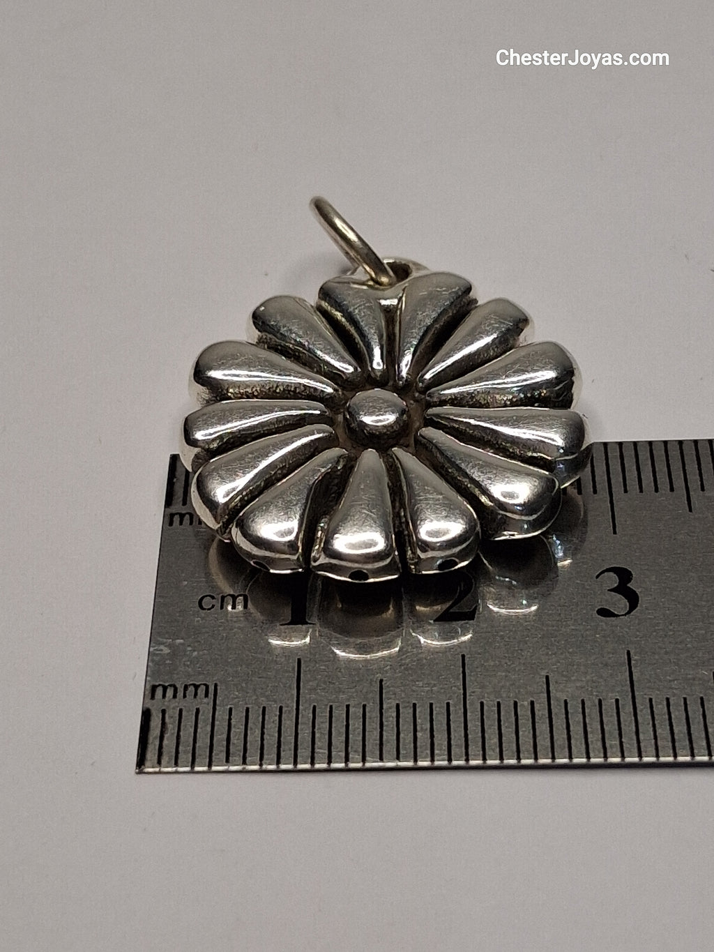 Collar - Cadena con Bolitas x 50 cm - Flor (Plata Inflada) - Plata925.