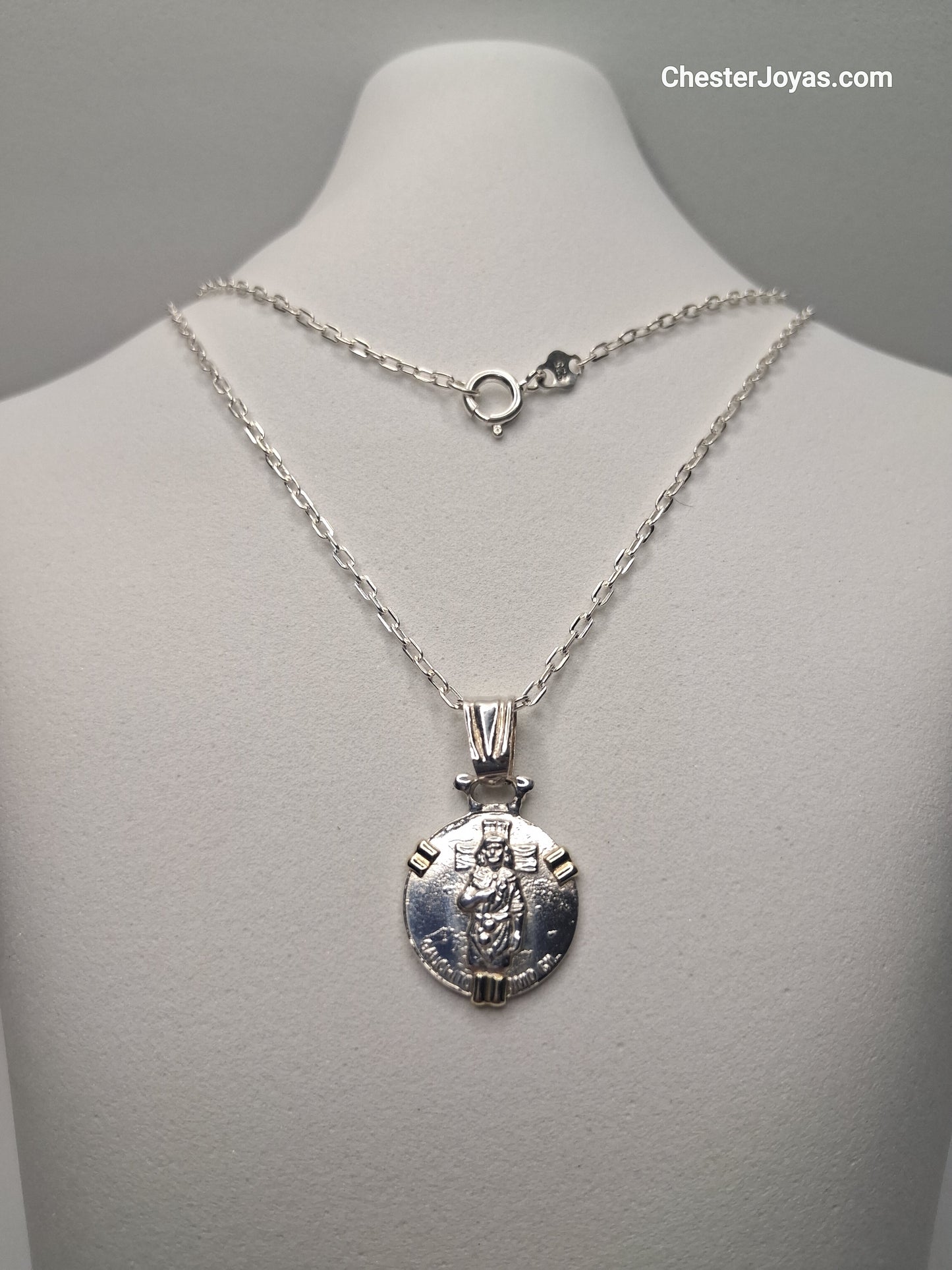 Collar - mini forcet x 60 cms - Plata925 - Dije Gauchito Gil Plata y Oro - Caballero.