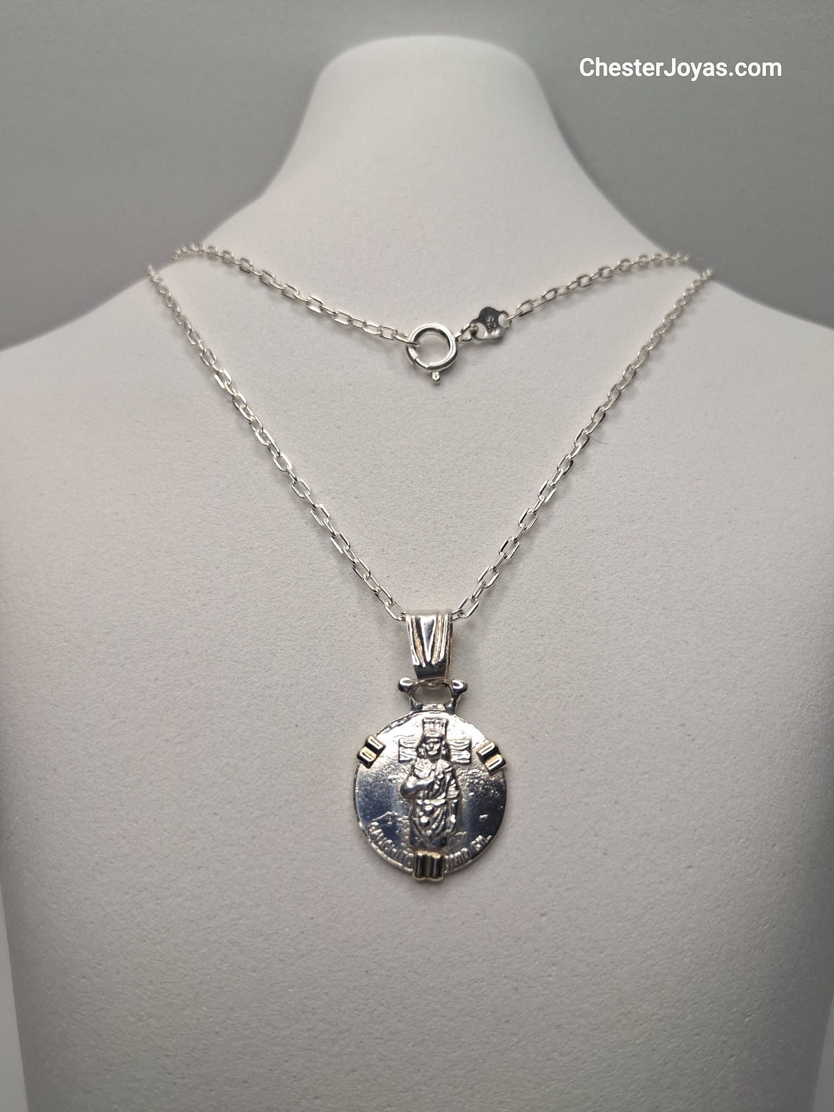 Collar Cadena Mini Forcet x 60 cm Plata 925 con Dije Gauchito Gil Plata y Oro - Caballero