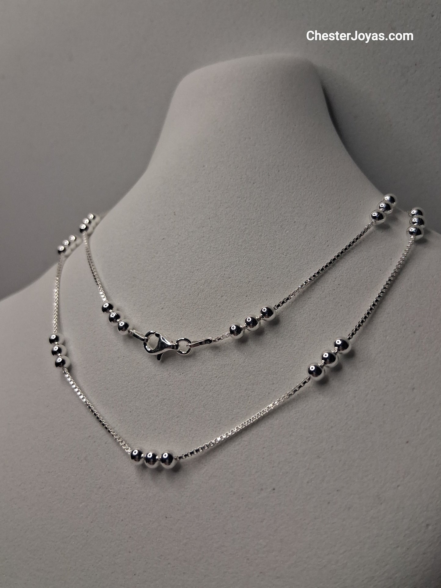 Collar - Cadena 3 Bolitas 45 cm - Plata925 - Dama.
