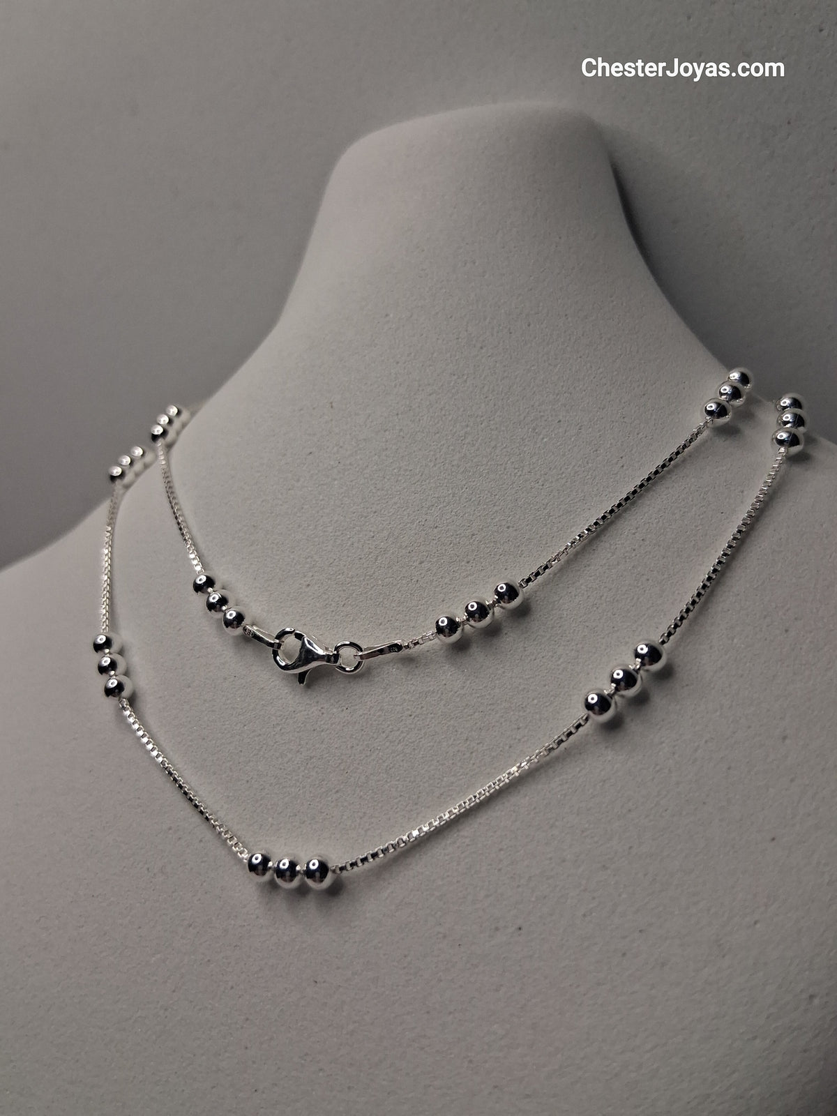 Collar - Cadena 3 Bolitas 45 cm - Plata925 - Dama.
